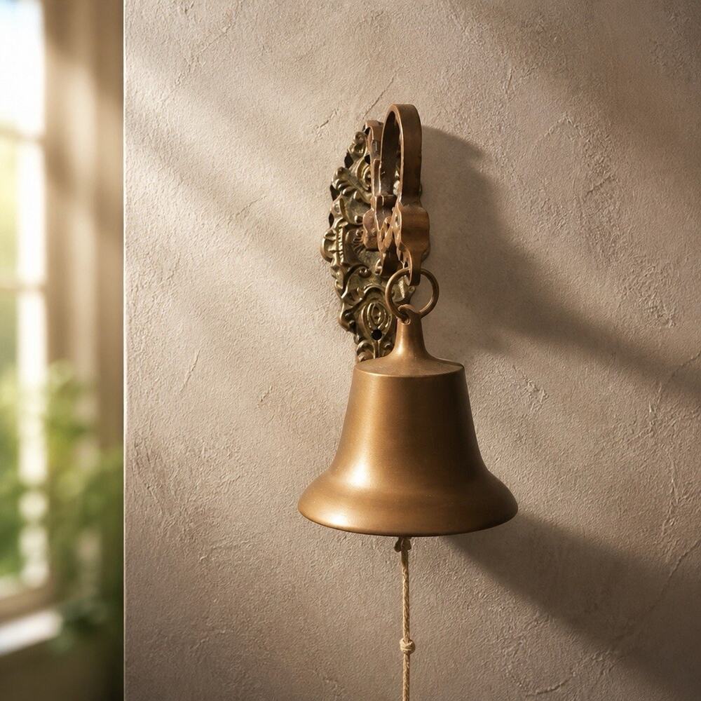 Vintage Door Bell Ornate Wall-Mounted Bracket & A Traditional Rope Pull Chain